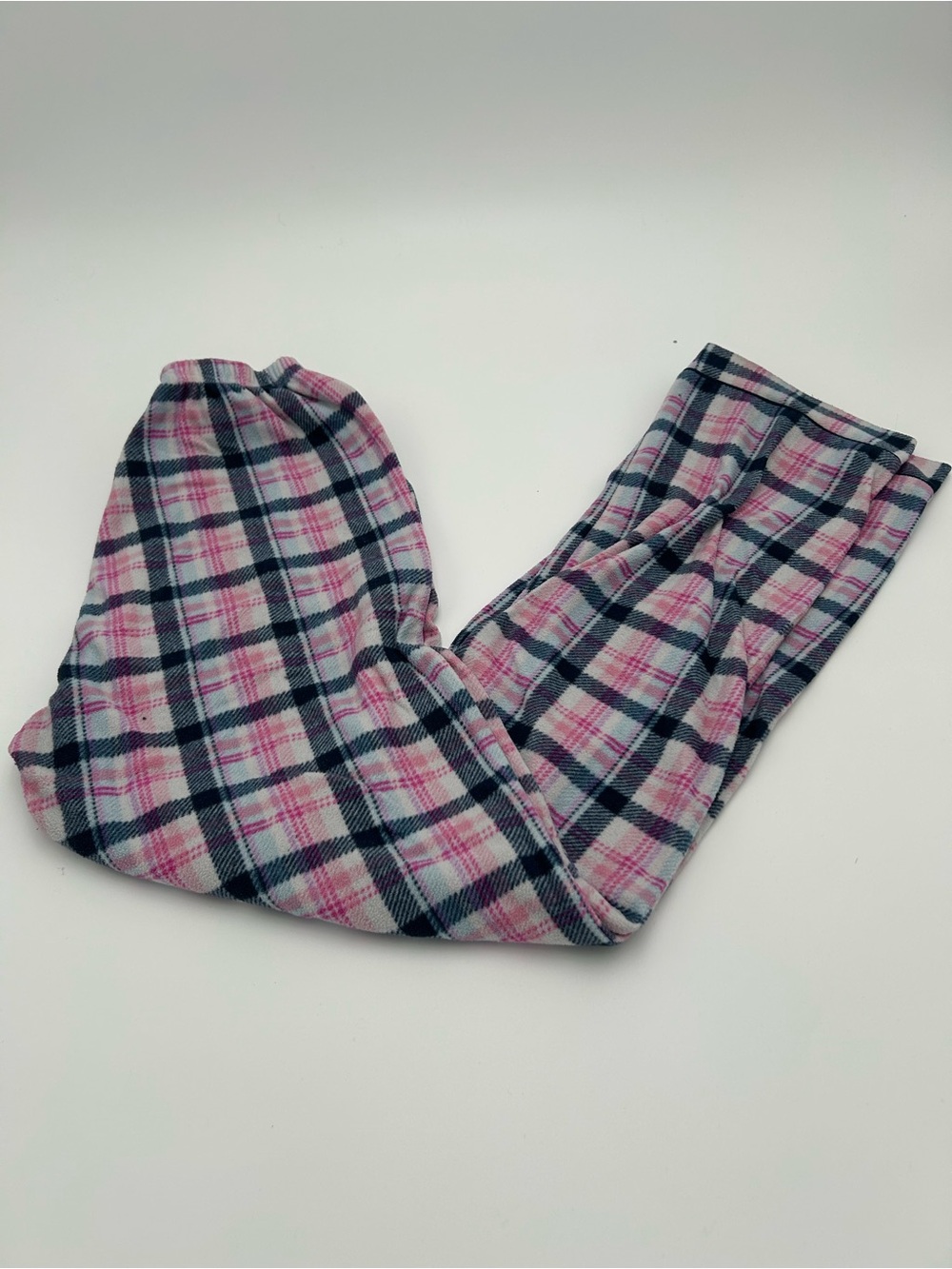 Pink & Navy Plaid Fleece Lounge Pants